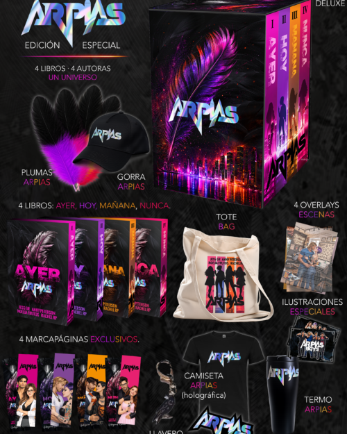 PACK 5: CAJA EDICIÓN ESPECIAL + TOTE + GORRA + CAMISETA + TERMO ARPÍAS